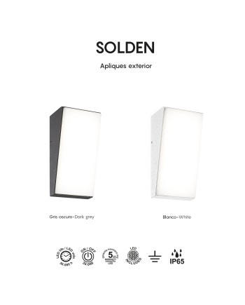SOLDEN * APLIQUE EXTERIOR VERT.BLANCO  LED IP65 - 9W - 3000K